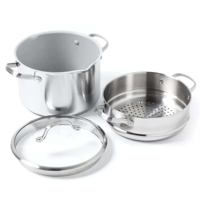 greenpan-venice-pro-tri-ply-padella-multiuso-24-cm-3-1-l-in-acciaio-inox-con-ins image 1
