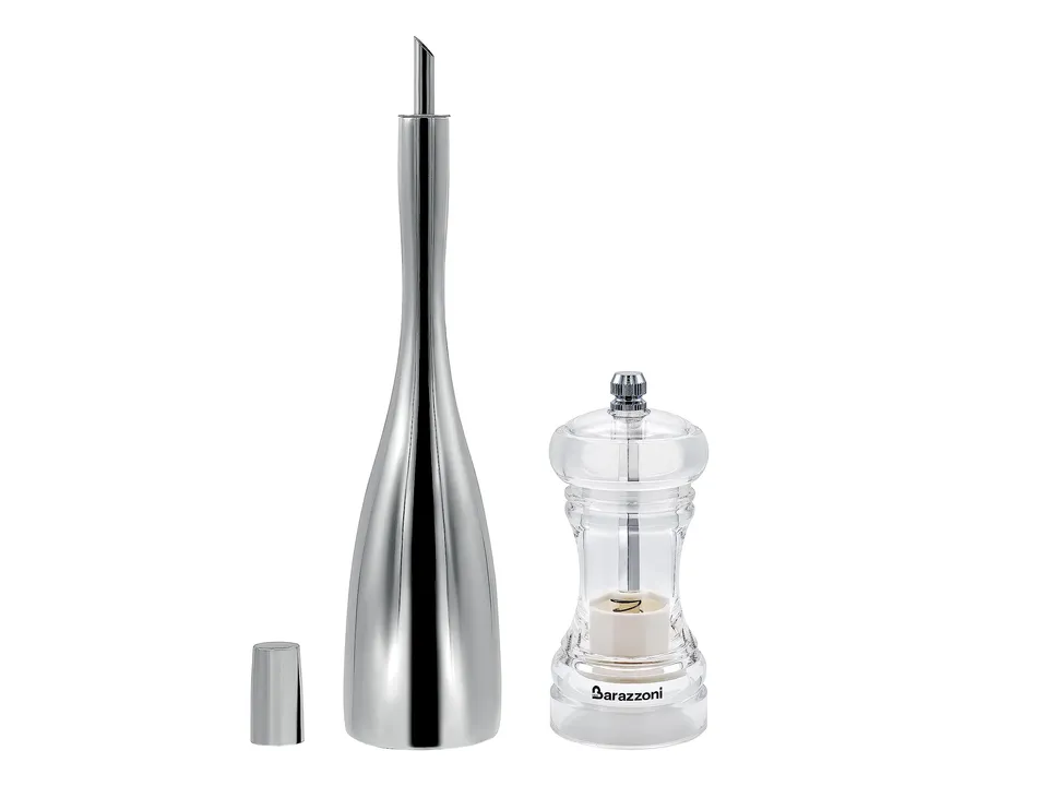 barazzoni-set-olio-e-sale-olly-oliera-450-ml-in-acciaio-inox-e-macinasale-e-maci image 1