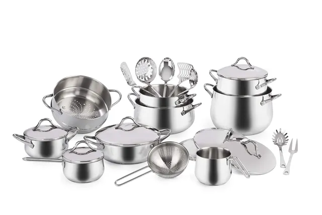 barazzoni-batteria-mediterranea-24-pezzi-in-acciaio-inox-18-10-made-in-italy-tri image 1