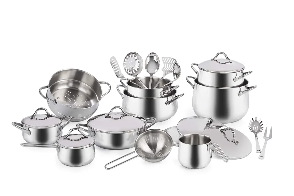 barazzoni-batteria-mediterranea-24-pezzi-in-acciaio-inox-18-10-made-in-italy-tri image 1