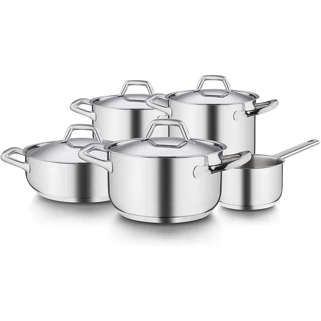 barazzoni-chef-line-batteria-9-pezzi-acciaio-inox-18-10-triplo-fondo-induzione-g image 1