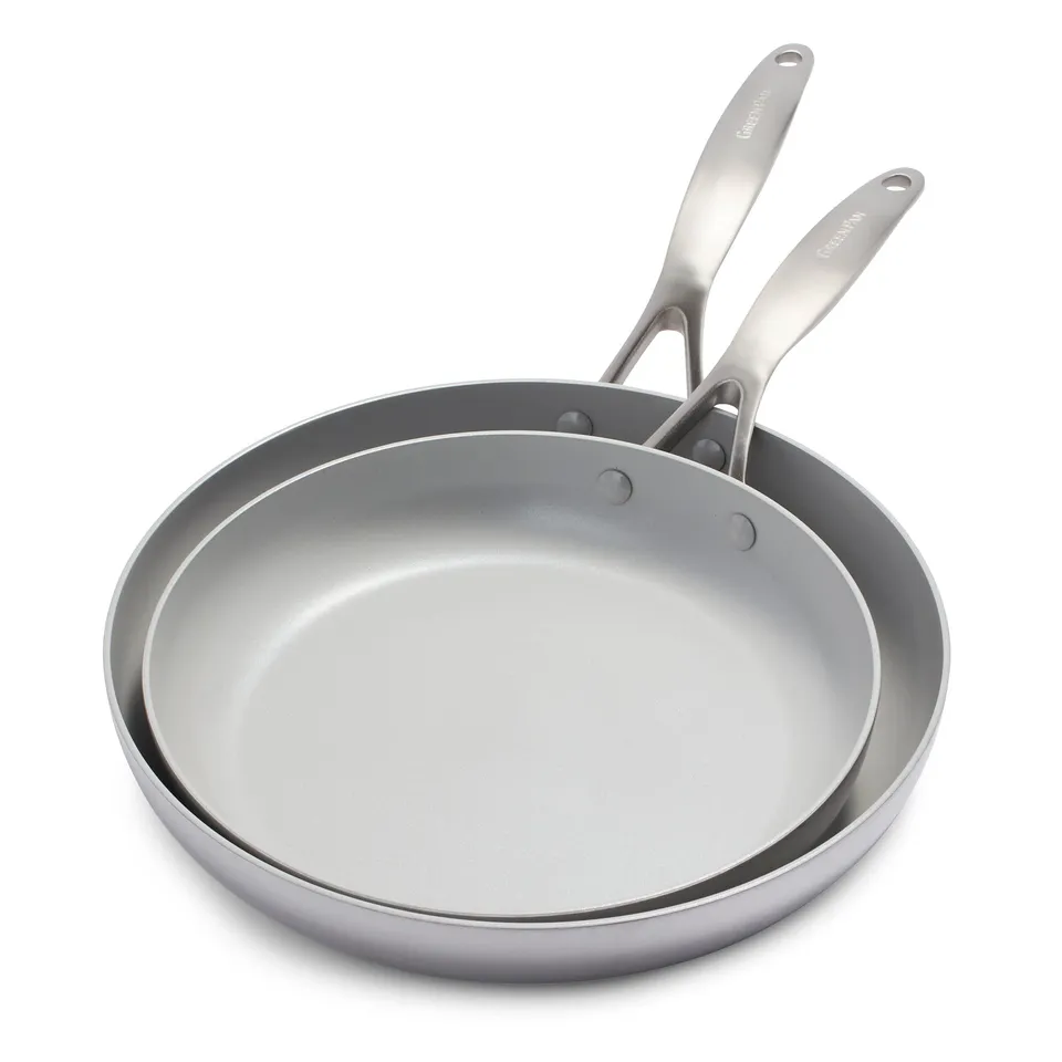 greenpan-venice-pro-set-2-padelle-in-acciaio-inox-tri-ply-26-e-30-cm-antiaderent image 1