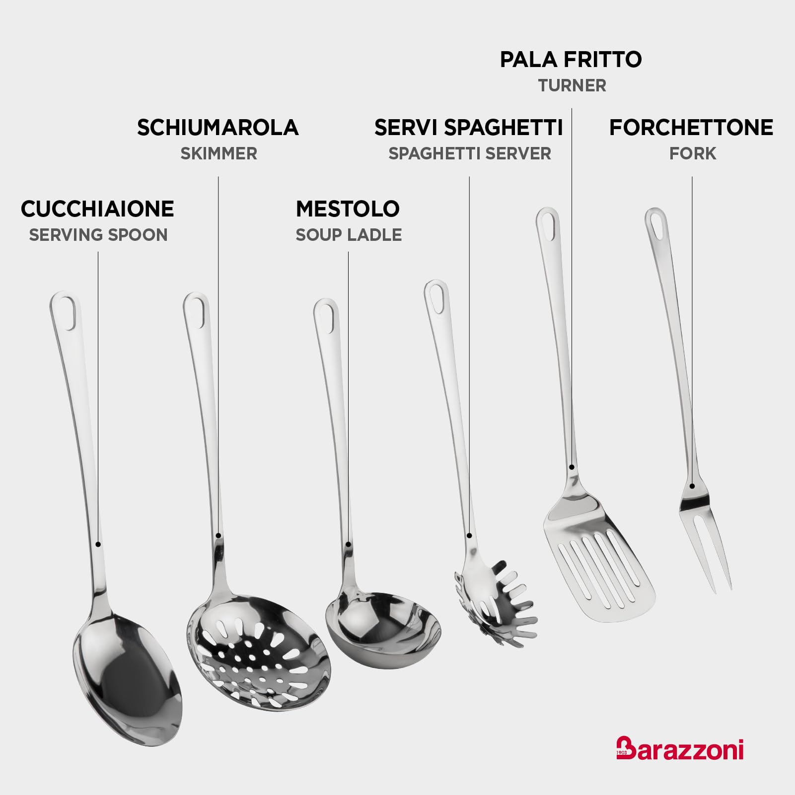 barazzoni-set-mestoli-6-pezzi-acciaio-inox-18-10-gli-indispensabili-in-cucina-pf image 3