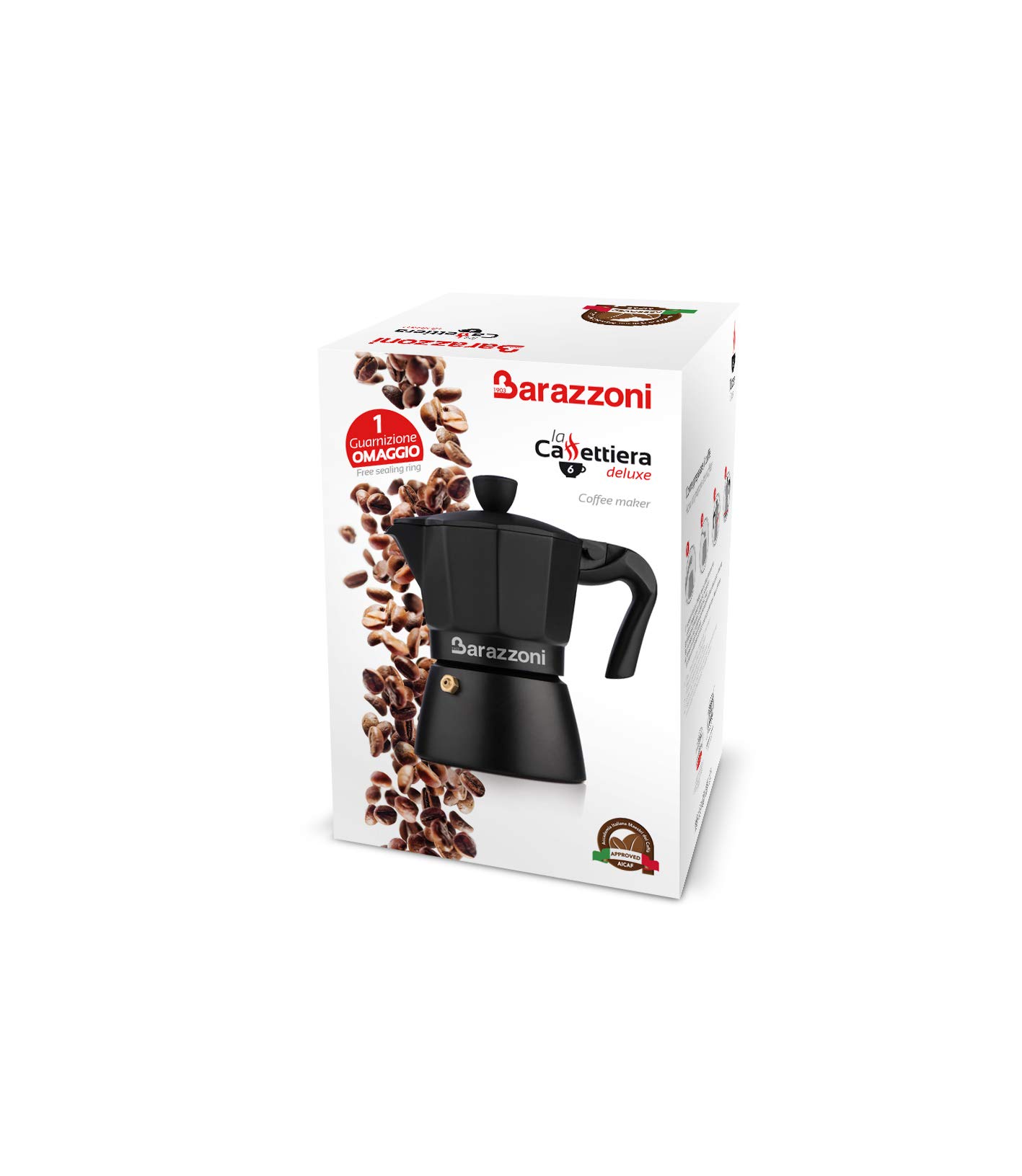 barazzoni-la-caffettiera-deluxe-nera-3-tazze-alluminio-certificato-alimentare-gu image 6