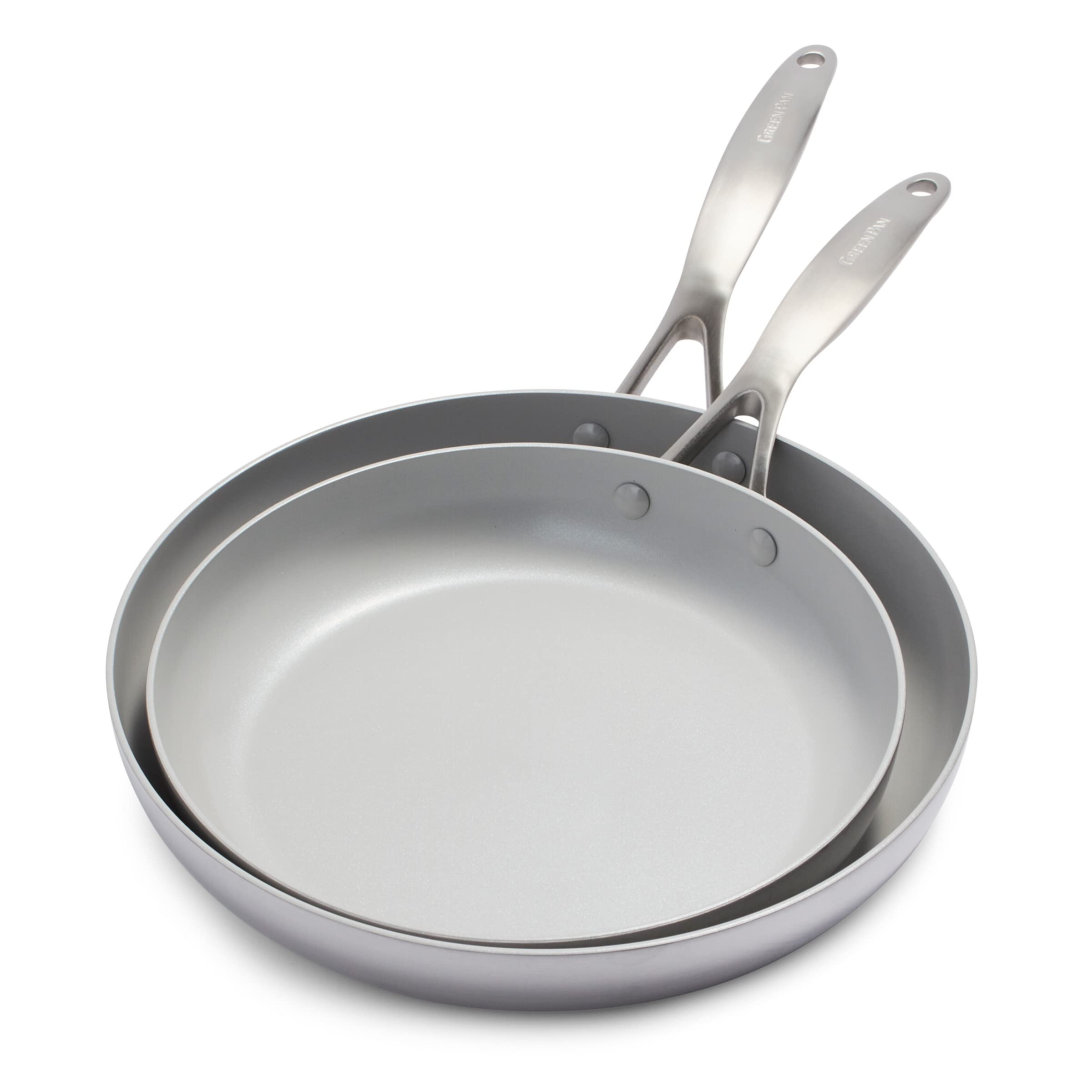 greenpan-venice-pro-set-2-padelle-in-acciaio-inox-tri-ply-26-e-30-cm-antiaderent image 1