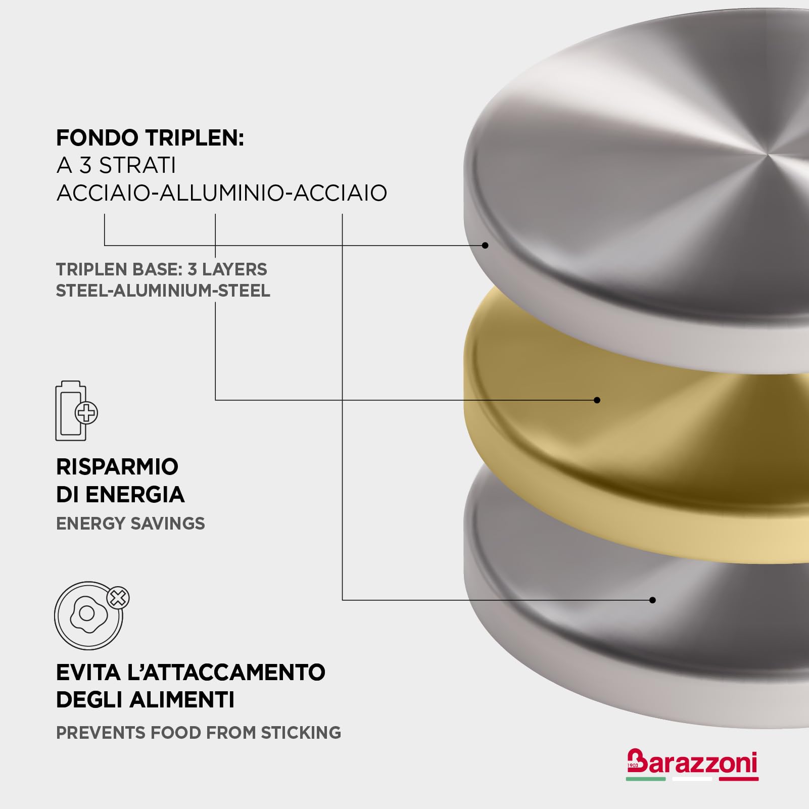 barazzoni-chef-line-casseruola-2-manici-22-cm-3-8-litri-acciaio-inox-18-10-tripl image 4