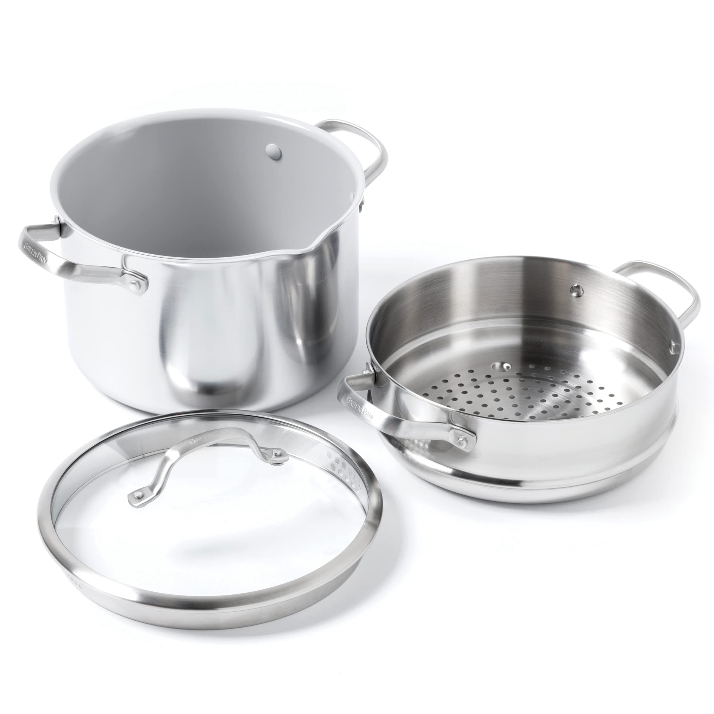 greenpan-venice-pro-tri-ply-padella-multiuso-24-cm-3-1-l-in-acciaio-inox-con-ins image 1