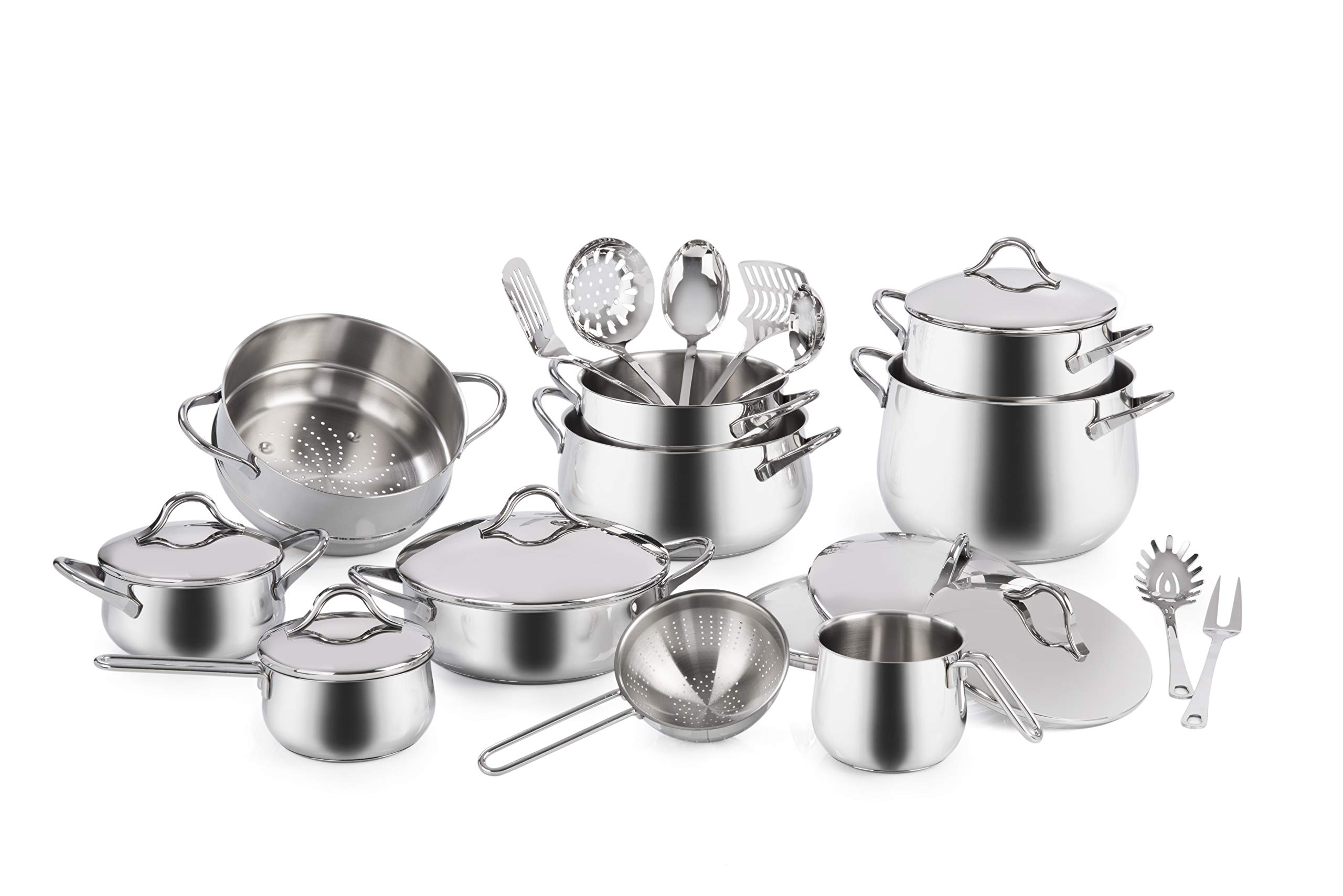 barazzoni-batteria-mediterranea-24-pezzi-in-acciaio-inox-18-10-made-in-italy-tri image 1