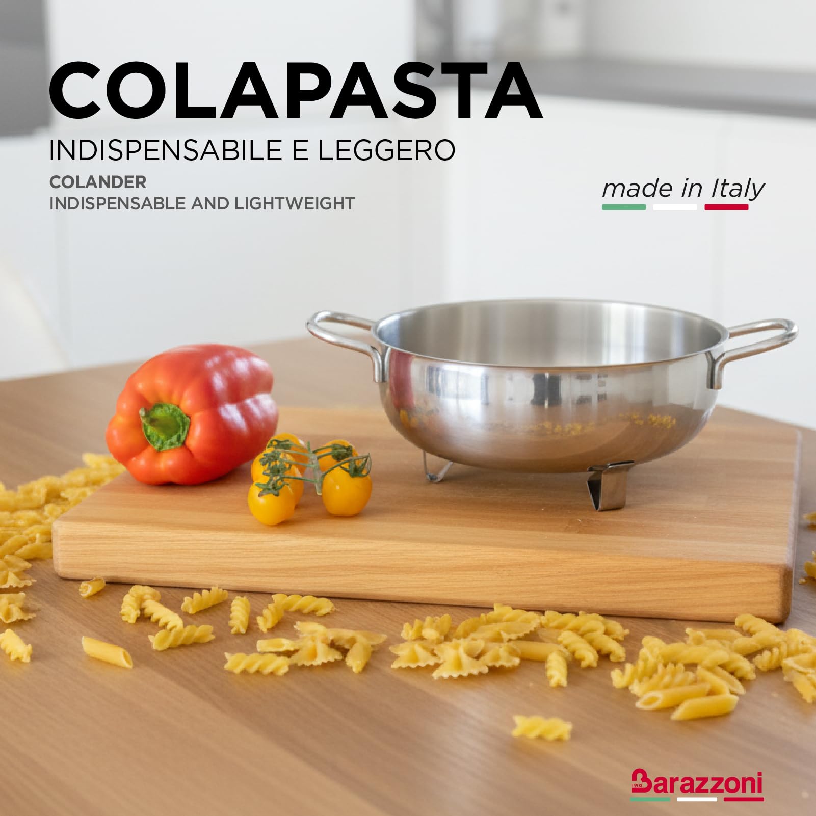 barazzoni-gli-speciali-colapasta-22-cm-acciaio-inox-18-10-maniglie-tubolari-made image 2