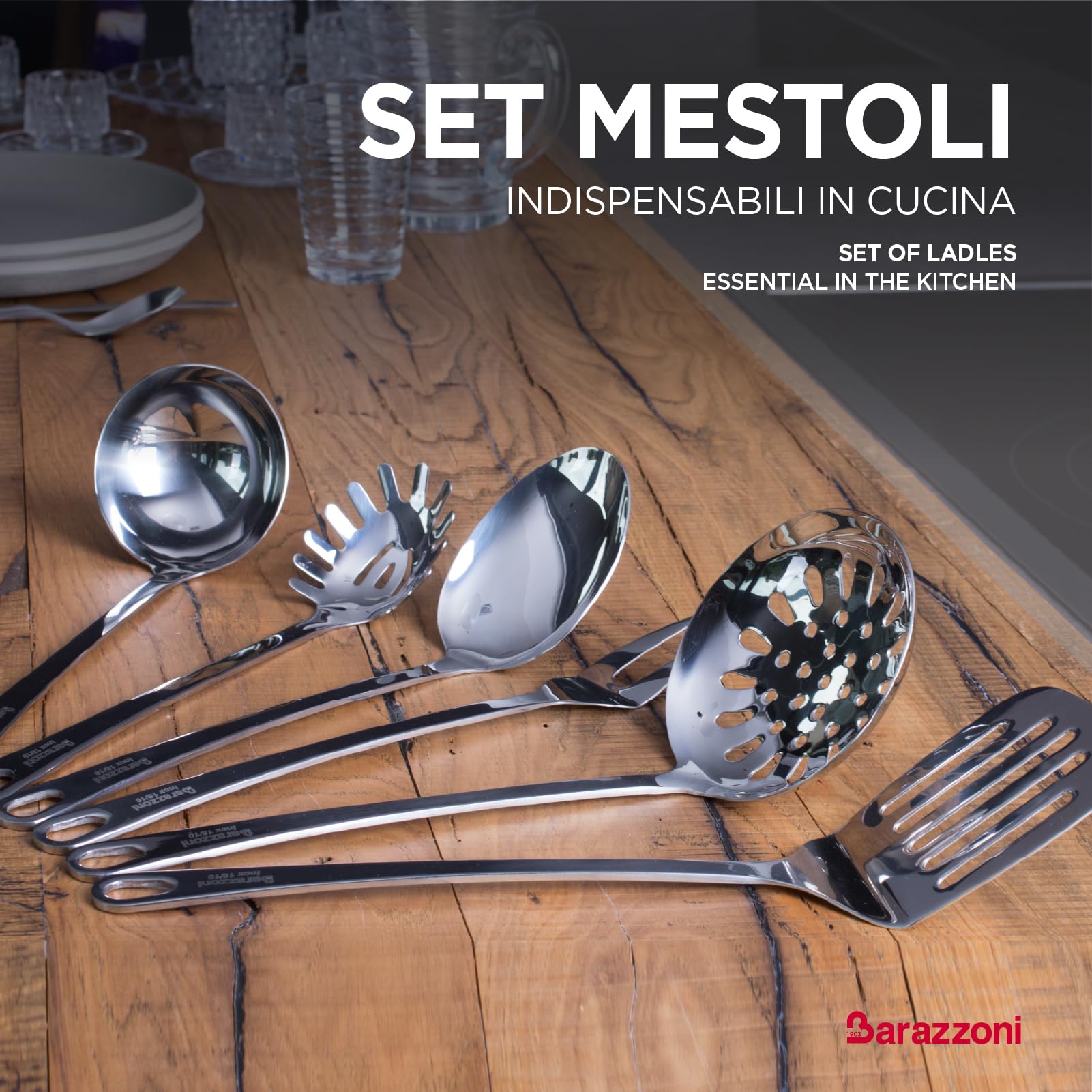 barazzoni-set-mestoli-6-pezzi-acciaio-inox-18-10-gli-indispensabili-in-cucina-pf image 2