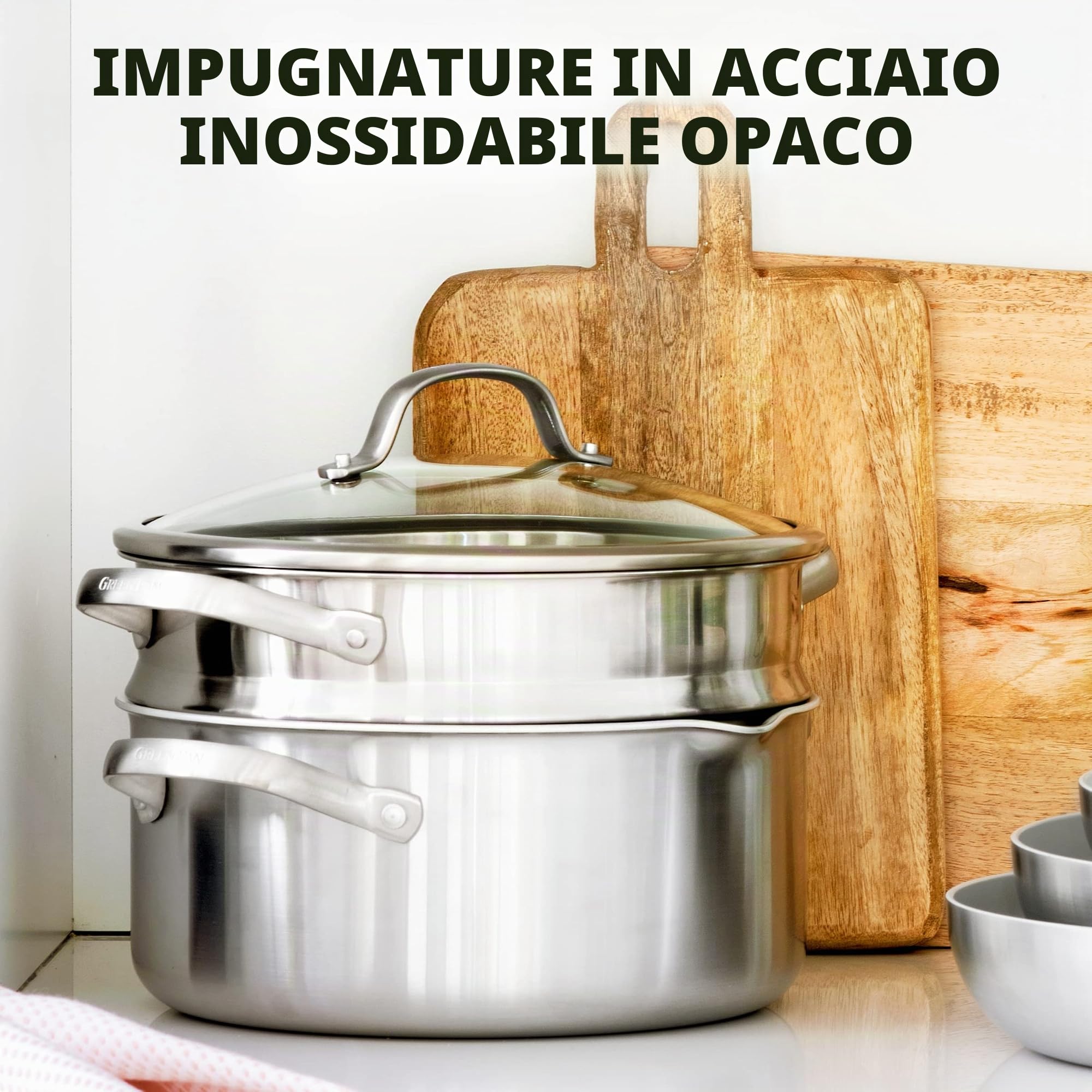 greenpan-venice-pro-tri-ply-padella-multiuso-24-cm-3-1-l-in-acciaio-inox-con-ins image 7