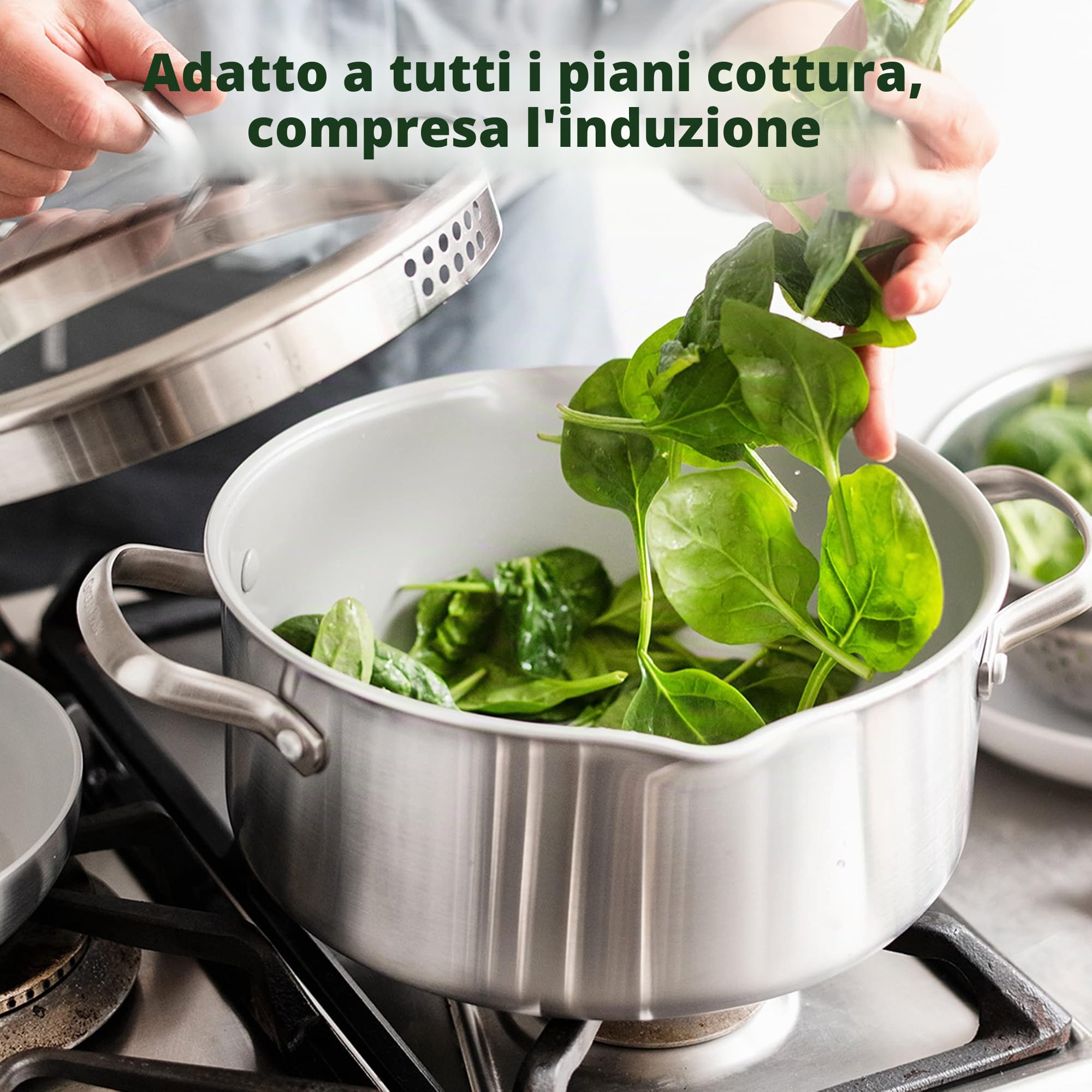 greenpan-venice-pro-tri-ply-padella-multiuso-24-cm-3-1-l-in-acciaio-inox-con-ins image 6