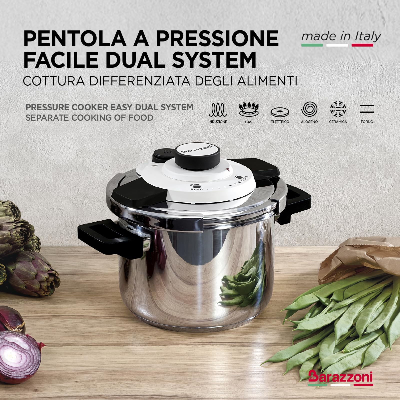 barazzoni-dual-system-facile-pentola-a-pressione-6-litri-22-cm-acciaio-inox-18-1 image 2