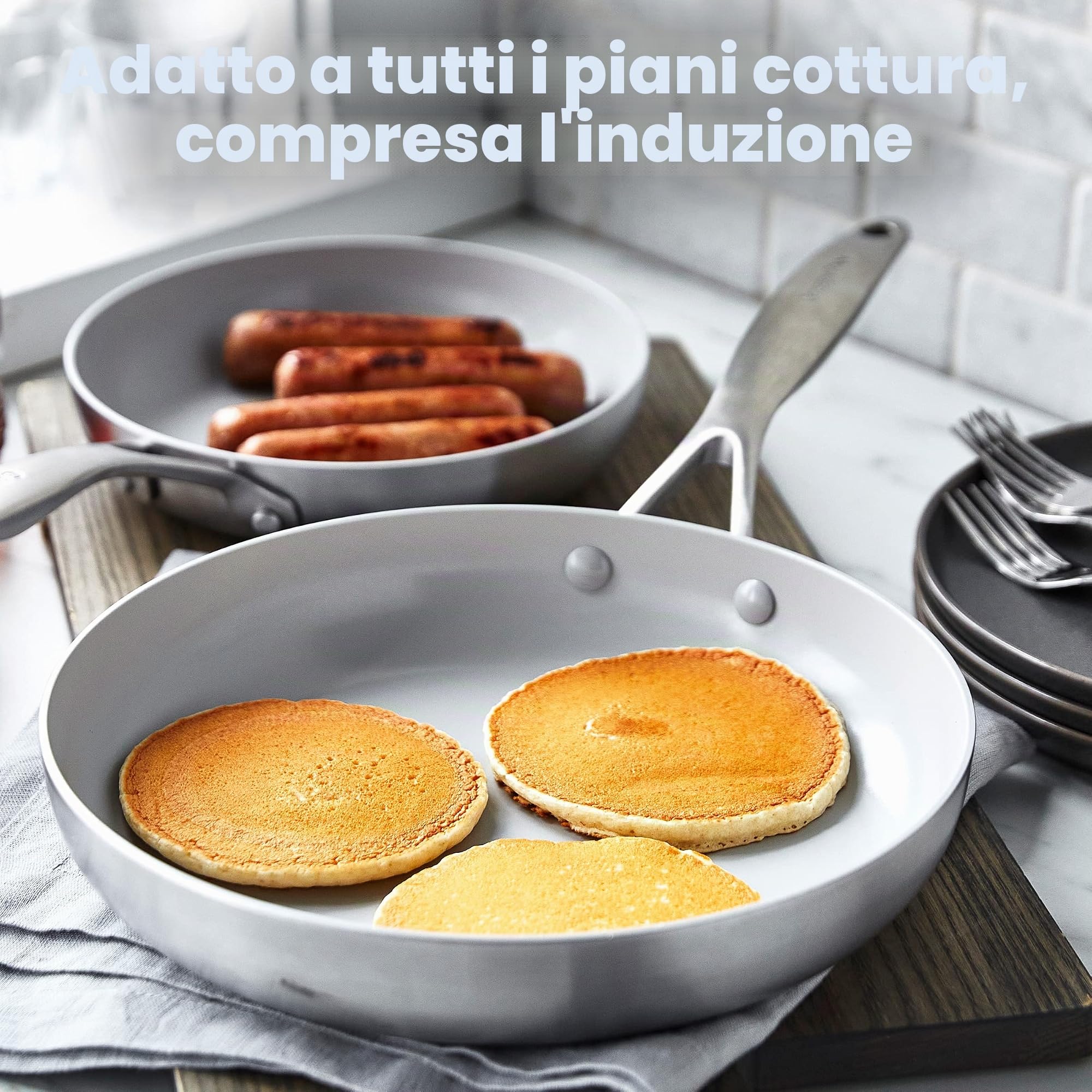 greenpan-venice-pro-set-2-padelle-in-acciaio-inox-tri-ply-26-e-30-cm-antiaderent image 6