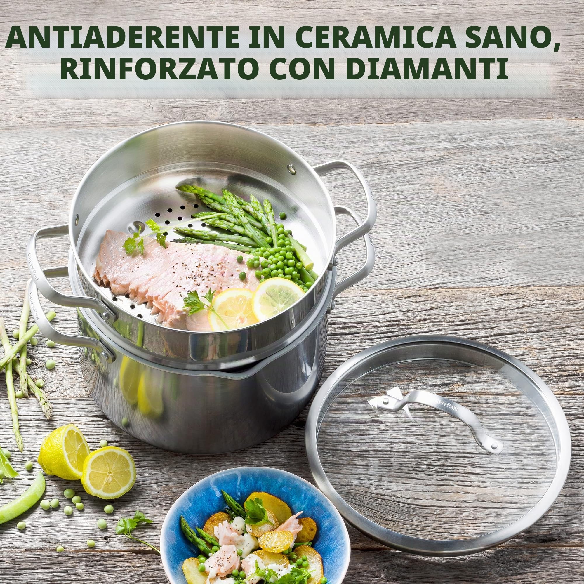 greenpan-venice-pro-tri-ply-padella-multiuso-24-cm-3-1-l-in-acciaio-inox-con-ins image 2